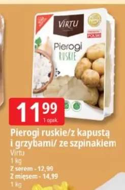 Pierogi ruskie/z kapustą i grzybami/ze szpinakiem Virtu