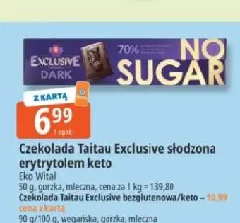 Czekolada Taitau Exclusive słodzona erytrytelem keto