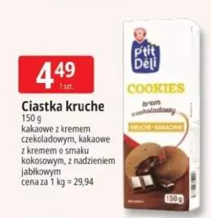 Ciastka kruche z kremem czekoladowym, kakaowe z kremem o smaku kokosowym, z nadzieniem jabłkowym