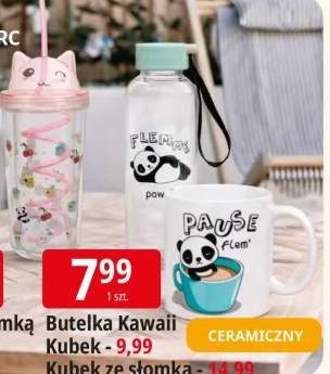Butelka Kawaii Kubek - 9,99; Kubek ze słomką - 14,99