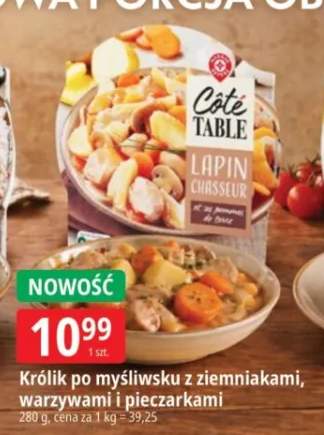 Królik po myśliwsku z ziemniakami warzywami i pieczarkami Côté Table
