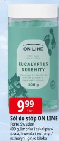 Sól do stóp ON LINE Eucalyptus Serenity limonka i eukaliptus/sosna lawenda i rozmaryn/rozmaryn i ginko biloba
