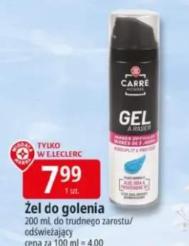 Żel do golenia Carré Homme 200ml do trudnego zarostu odświeżający