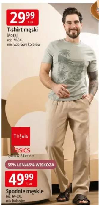 Spodnie męskie Tissaia Basics 55% len/45% wiskoza roz. M-3XL mix kolorów