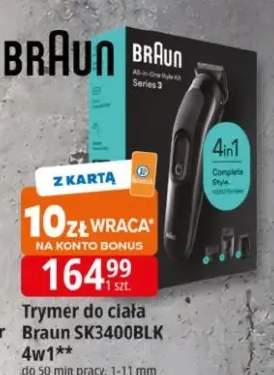 Trymer do ciała Braun SK3400BLK 4w1 do 50 min pracy 1-11mm