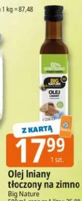 Olej lniany tłoczony na zimno Big Nature