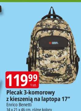 Plecak 3-komorowy z kieszenią na laptopa 17" Enrico Benetti 34x21x46cm