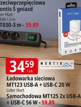 Ładowarka sieciowa Montis MT123 USB-A + USB-C 20W