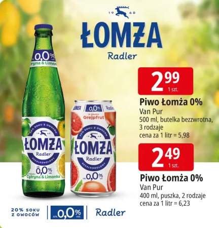 Piwo Łomża Radler bezalkoholowe 0,0% Cytryna & Limonka