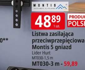 Listwa zasilająca przeciwprzepięciowa Montis 5 gniazd MT030-1,5m