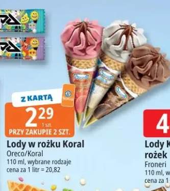 Lody w rożku Koral