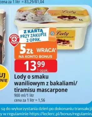 Lody o smaku waniliowym z bakaliami/tiramisu mascarpone