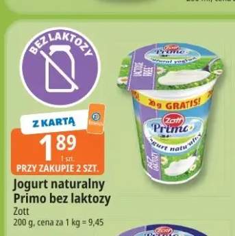 Jogurt naturalny Primo bez laktozy Zott