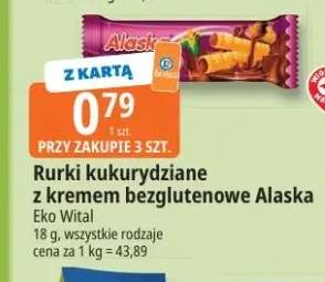 Rurki kukurydziane z kremem bezglutenowe Alaska Eko Wital
