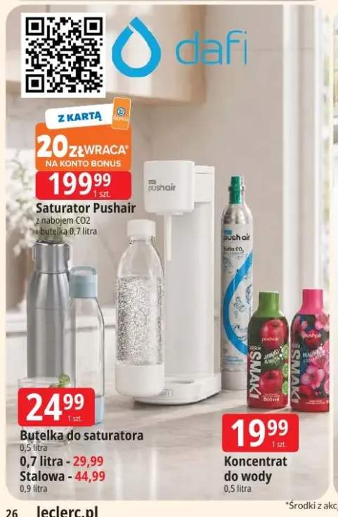 Saturator Dafi Pushair z nabojem CO2 i butelką 0,7 litra