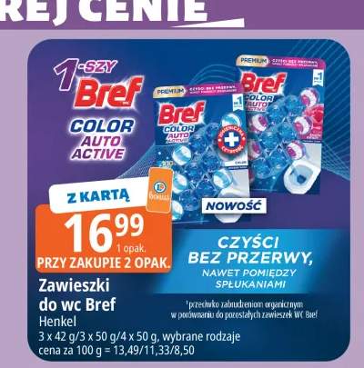 Zawieszki do wc Bref Color Auto Active 3-pak 42 g +1 wariant