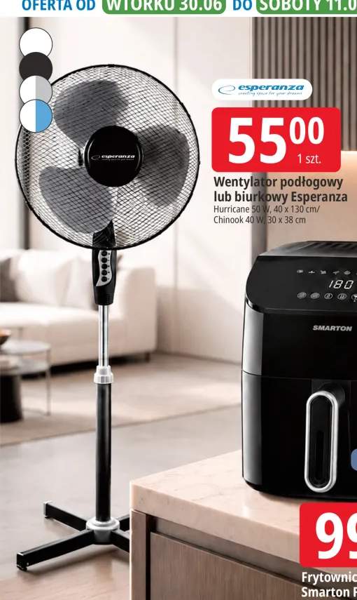 Wentylator podłogowy Esperanza Hurricane +1 wariant