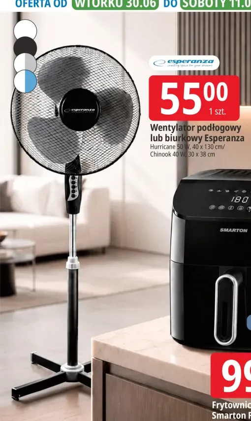 Wentylator podłogowy Esperanza Hurricane +1 wariant