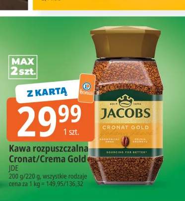 Kawa rozpuszczalna Jacobs Cronat Gold +1 wariant