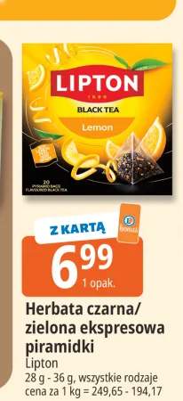 Herbata czarna ekspresowa piramidki Lipton Lemon +1 wariant