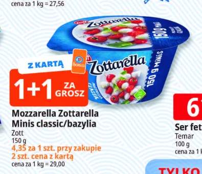 Mozzarella Zottarella Minis bazylia +1 wariant