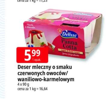 Deser mleczny o smaku czerwonych owoców Delisse 4-pak 90 g +1 wariant