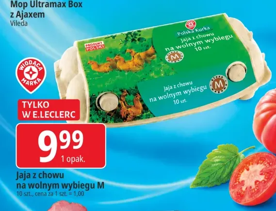 Jaja z chowu na wolnym wybiegu klasa M Polska Kurka