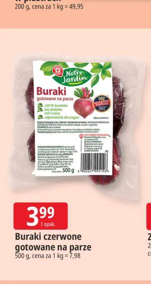 Buraki czerwone gotowane na parze Notre Jardin