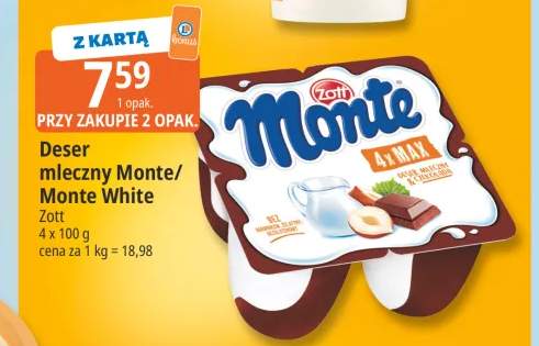 Deser mleczny Monte Zott 4-pak +1 wariant