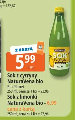 Sok z cytryny NaturaVena bio Bio Planet +1 wariant