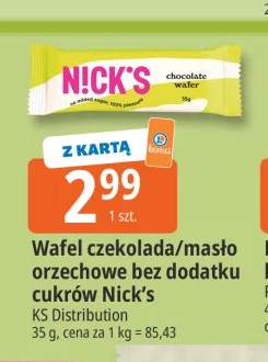 Wafel czekoladowy bez dodatku cukrów Nick's KS Distribution +1 wariant