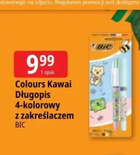 Długopis 4-kolorowy z zakreślaczem BIC Colours Kawai