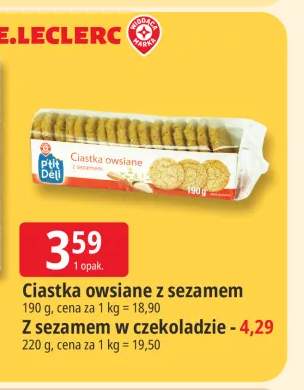 Ciastka owsiane z sezamem Ptit Deli +1 wariant