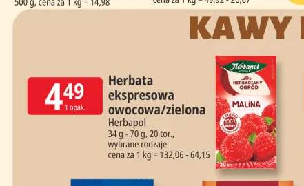 Herbata ekspresowa owocowa/zielona Herbapol