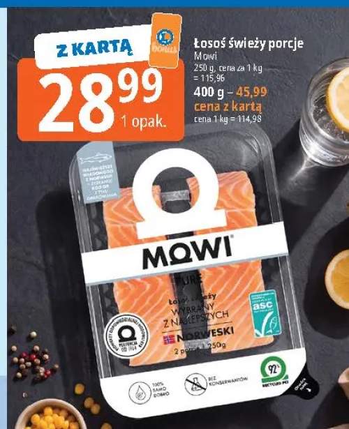 Łosoś świeży porcje Mowi