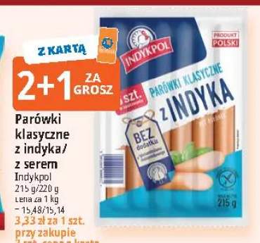 Parówki klasyczne z indyka Indykpol +1 wariant