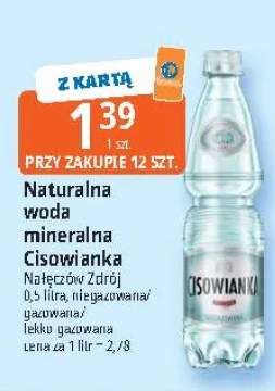 Woda mineralna niegazowana Naturalna woda Cisowianka +2 warianty
