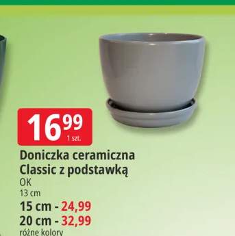 Doniczka ceramiczna Classic z podstawką Ok 13 cm +2 warianty