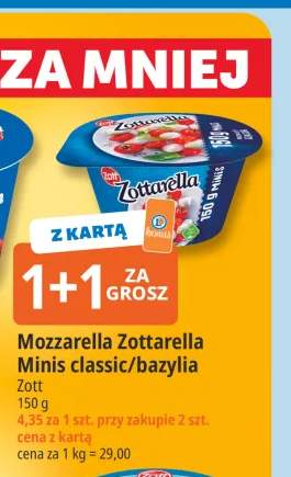 Mozzarella Zottarella Minis classic Zott +1 wariant