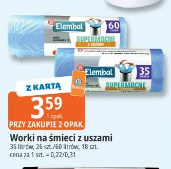Worki na śmieci z uszami 35 l Elembal +1 wariant