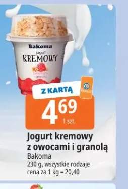 Jogurt kremowy z owocami i granolą Bakoma