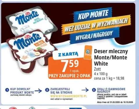 Deser mleczny Monte Zott 4-pak +1 wariant