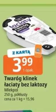Twaróg klinek Łaciaty bez laktozy półtłusty Mlekpol