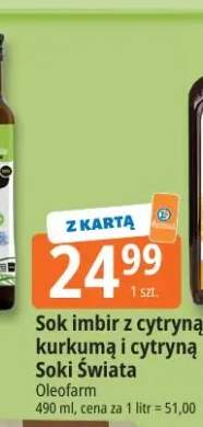Sok imbir z cytryną Soki Świata +1 wariant