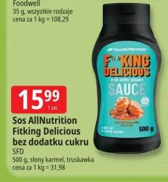 Sos AllNutrition Fitking Delicious bez dodatku cukru słony karmel +1 wariant