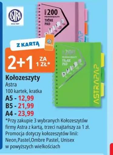 Kołozeszyt A5 w kratkę Astra 100 kartek +2 warianty