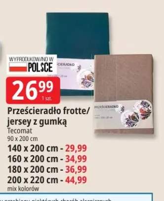 Prześcieradło frotte/jersey z gumką Tecomat 90x200 cm +4 warianty
