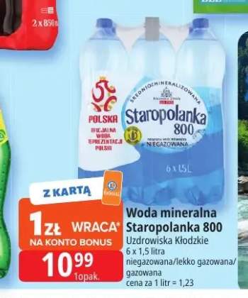 Woda mineralna niegazowana Staropolanka 800 6-pak +2 warianty
