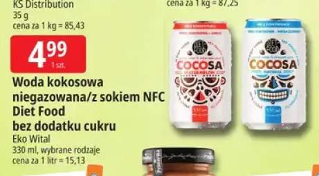 Woda kokosowa niegazowana Diet Food bez dodatku cukru +1 wariant