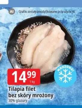 Tilapia filet bez skóry mrożony 30% glazury